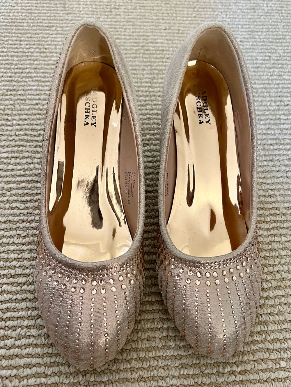 Badgley Mischka Rose Gold Embellished Girls Dress Shoes, Heels - Size Big Kid 4